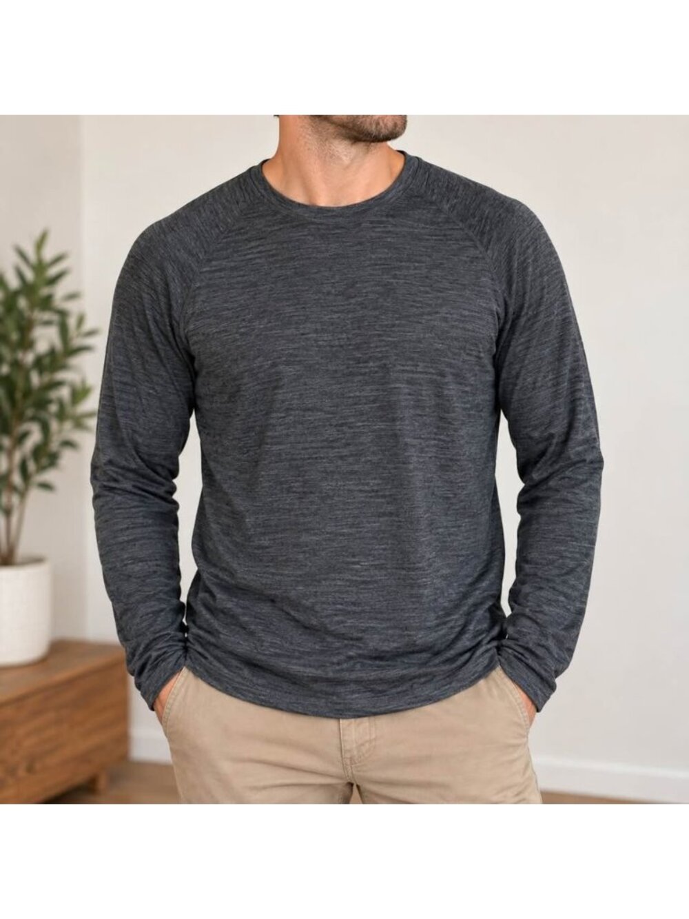 True North Men’s 100% Merino Wool Long Sleeve Shirt – Large